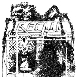 distressed drawing of a small figure falling off a steep staircase into a stone-walled chasm